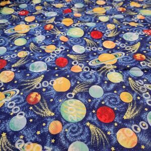 Cotton Fabric Space Planets Stars Glitter 19x44” Fabric Traditions 2000 Y2K